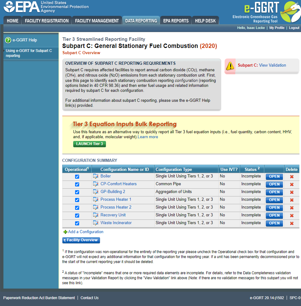 Confluence Tier 3 Subpart C Streamlined Reporting